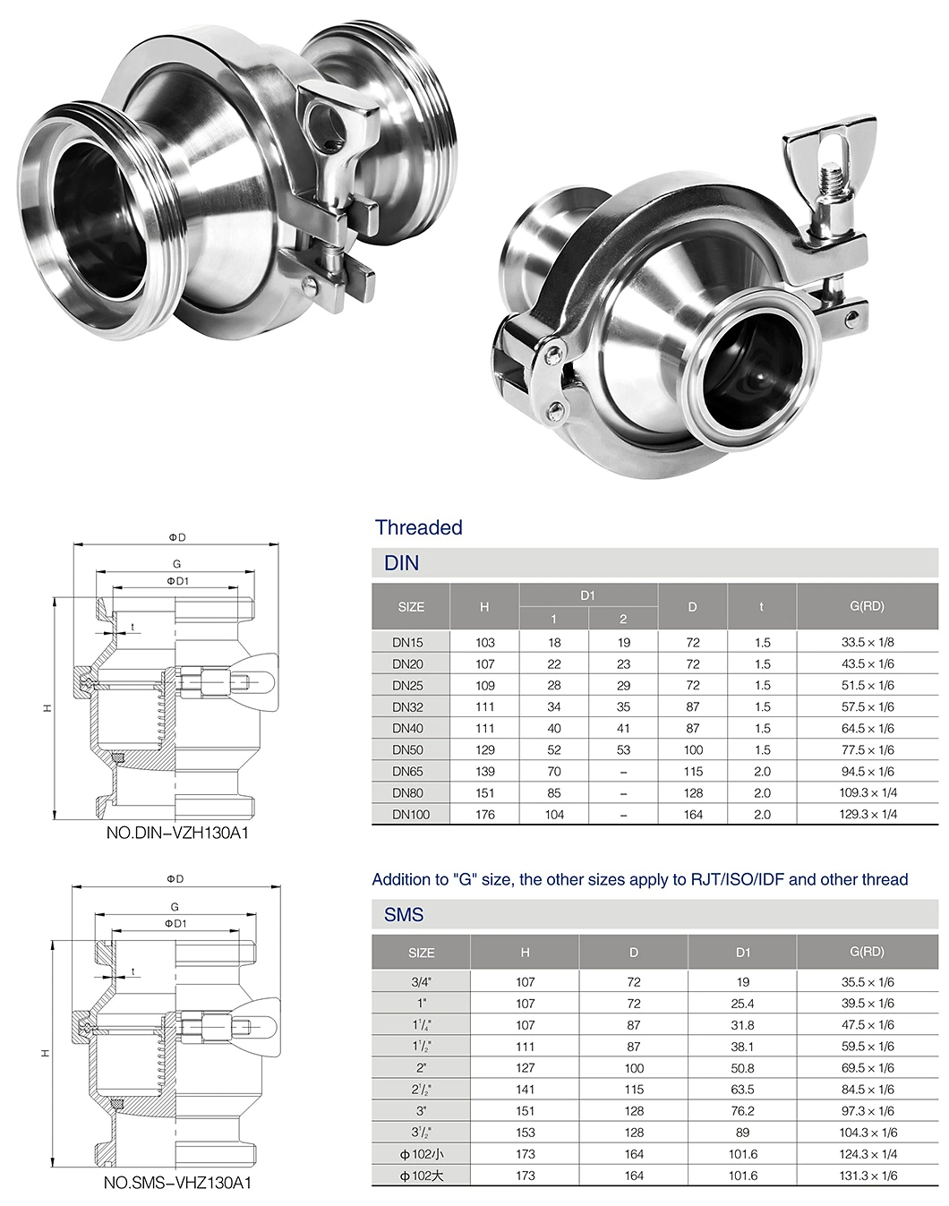 3A ASME SS316L Sanitary Spring Check Valve for Diary